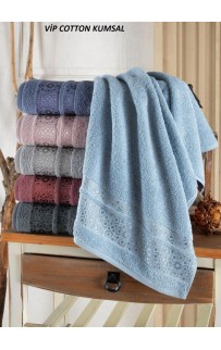 Полотенце Карвен Vip Cotton"KUMSAL" 80*150 1шт.махра Н 3254
