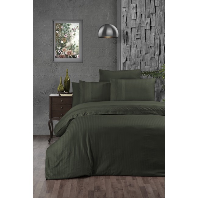 Постельное белье "Карвен" DELUXE DARK ранфорс евро (Gala Dark Green) (Акция)