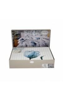 Постельное белье Карвен Stripe Satin с цветным принтом семейное N251-SB009 (7пр.) (Акция)