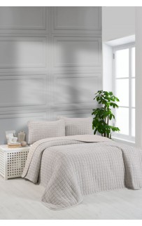 Комплект KARVEN "MUSLIN KARE" хлопок 1.5 сп. 2 пр (160*240 / 50*70) Y836-kare-V7 bej/бежевый (Акция)