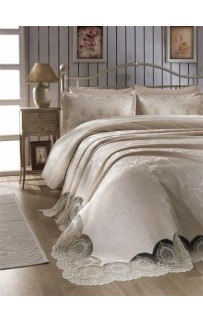 Комплект ZEBRA "DAMASK" (покрывало+постельное белье) с гипюром евро