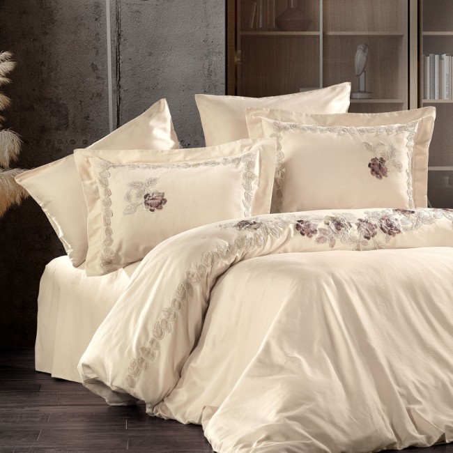 Постельное белье Zebra casa сатин с кружевом евро N169 ROSENGART capp