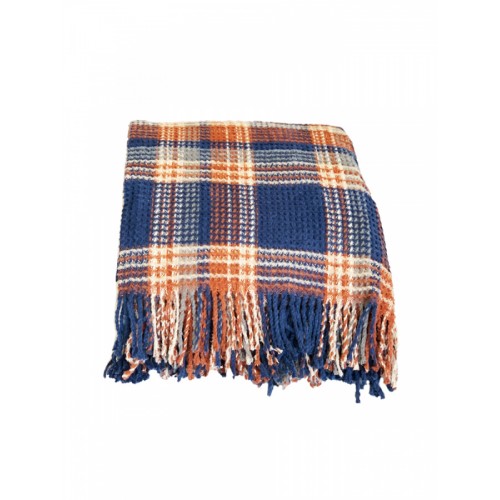 Плед AKSU "INKA" хлопок, бахрома 1.5 спальн. Р883 (V-1)-4 turuncu-gri/оранжево-серый