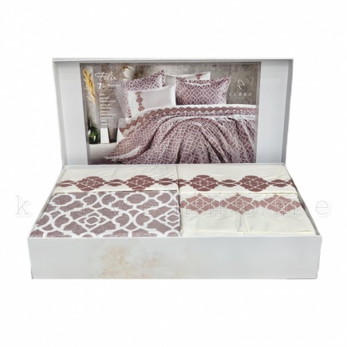 Комплект ZEBRA "FELIх"(покрывало+постельное белье) 7 предметов Y 896 gulkurusu/сухая роза (Акция)