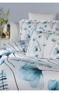 Постельное белье Карвен Stripe Satin с цветным принтом семейное N251-SB009 (7пр.) (Акция)