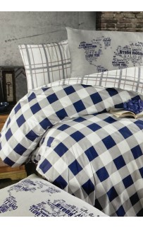 Постельное белье "Карвен" ранфорс евро (Edmon Navy Blue)