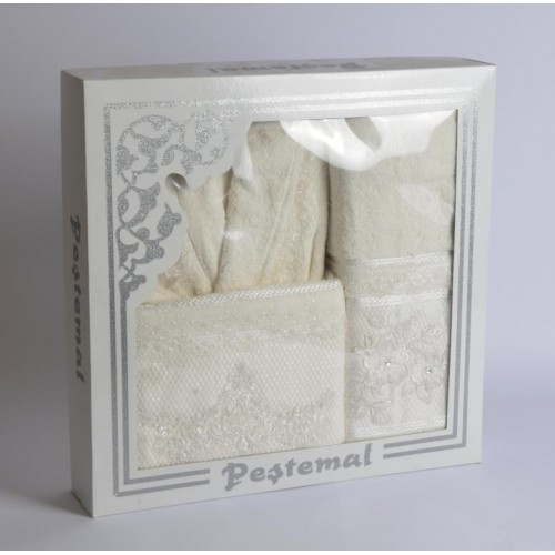 Халат "Pestemal" жен. c полотенцами 50*90/70*140/L В 318 (Акция)