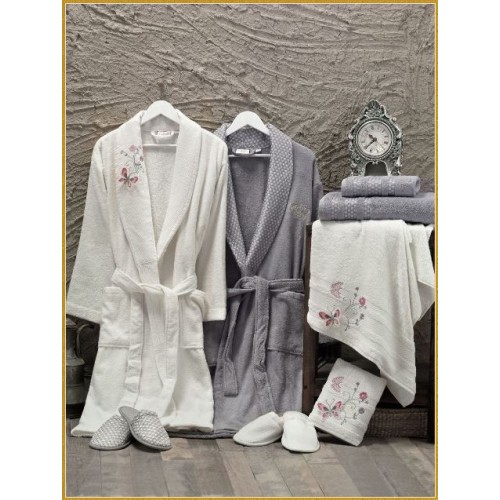 Халат "Коронет Люкс" жен. с тапками, полотенце (50*90/90*150/M-L) В 367 (Акция)