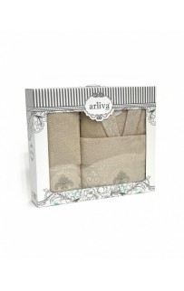 Халат Arliva с полотенцами 50*85/70*135 бамбук унисекс В 1084 V-3 бежевый