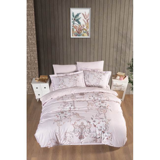 Постельное белье Карвен Stripe Satin с цветным принтом 1.5 спальное N249 -SB008(4пр.) (Акция)