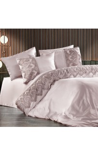 Постельное белье Zebra casa сатин с кружевом евро N169 CAMELIA lila