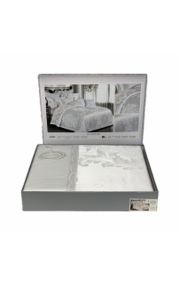 Постельное белье "Карвен" жаккард с оборкой семейный (633) (7пр.) (Акция)
