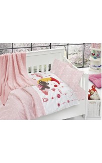 Комплект (детское постельное белье + вязаный плед ) Sleeper Pembe