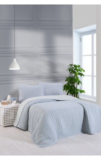 Комплект KARVEN "MUSLIN KARE" хлопок 1.5 сп. 2 пр (160*240 / 50*70) Y836-kare-V2 laci/темно-синий (Акция).