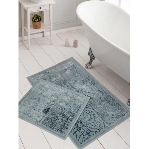 Набор ковриков для ванной Карвен NOSTALJI хлопок/вискоза 50*60-60*100 KV 429 gri/серый
