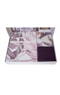 Постельное белье "Карвен" (сатин 3D) евро Palm Garden purple