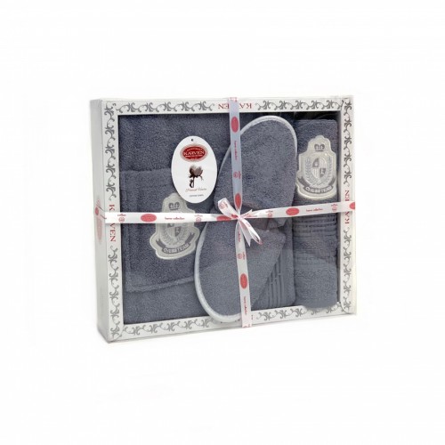 Набор для сауны KARVEN мужской махра (75*150/50*90+тапки) B355(V-1)-2 mavi/синий