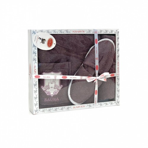 Набор для сауны KARVEN женский махра (75*150 чалма+тапки) B354(V-1)-6 mor/фиолетовый