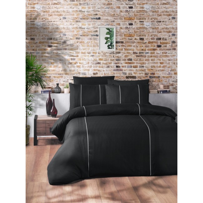 Постельное белье "Карвен" DELUXE DARK ранфорс евро (Elegant Black) (Акция)