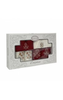 Набор полотенец в коробке Карвен "HENNA" махра 30*50(2)/ 50*90(2)/70*140(2) HS1718 бордовый