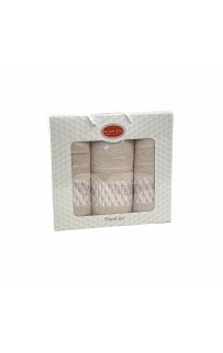 Набор полотенец Карвен "TILE" махра 50*90(2)/70*140 HS 1647 v3 св/бежевый