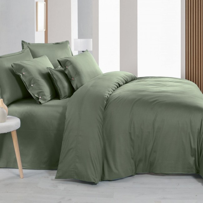 Постельное белье "Sarev" (300 tc) сатин евро N380 MONOCHROME v6/Smoke Green