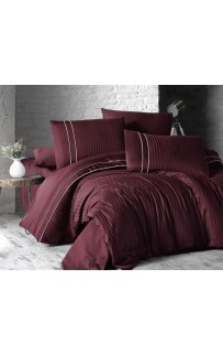 Постельное белье (Сатин де люкс) евро (Stripe Style Bordo)