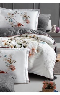 Постельное белье Karven (300 tc) премиум сатин евро N359 FLORAL Grey