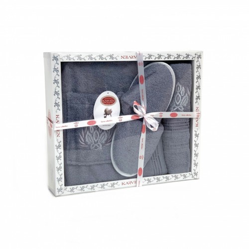 Набор для сауны KARVEN мужской махра (75*150/50*90+тапки) B355(V-2)-2 mavi/синий