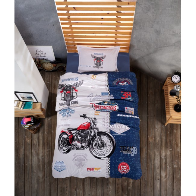 Постельное белье "Карвен" YOUNG STYLE ранфорс 1,5 спальн. Road King Blue v-1