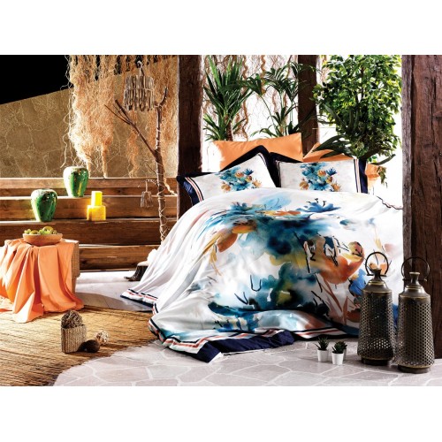 N046 Постельное белье Zebra 3Dсатин евро ( Aqua ) (АКЦИЯ)