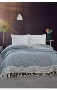 Покрывало с бахромой Karven ZIGZAG 200*230 евро Y 891 V2/синий