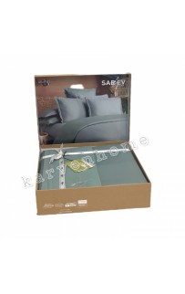 Постельное белье "Sarev"dobby евро N194/1 OLIVE ARMURLU v13/Koyu mint