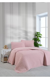 Комплект KARVEN "MUSLIN KARE" хлопок 1.5 сп. 2 пр (160*240 / 50*70) Y836-kare-V3 somon/персиковый (Акция).