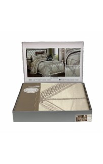 Постельное белье "Карвен" жаккард с оборкой семейный (620) (7пр.) (Акция)
