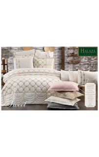 Комплект HALAZA "SWEET" (Покрывало+ наволочки) 240*250/50*70+5см(2) евро Y 899 крем/бежевый (Акция)