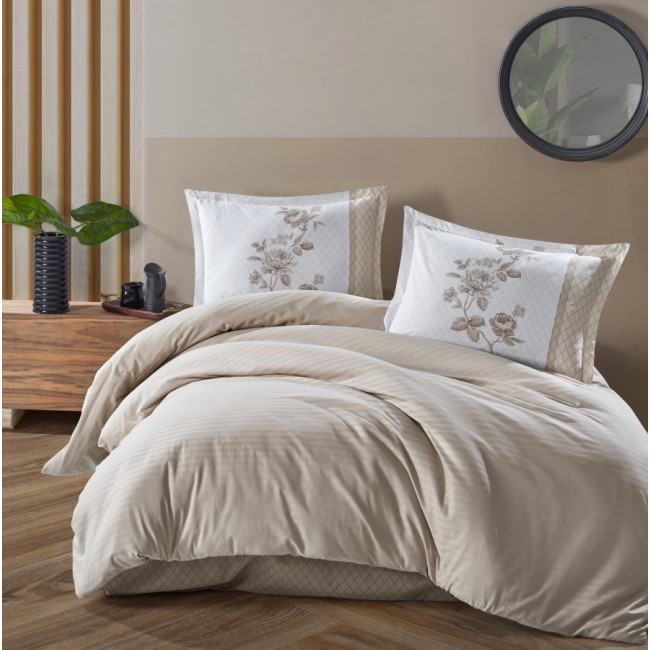 Постельное белье "Карвен" DELUXE ранфорс семейное Suave Beige v-4 (Акция)