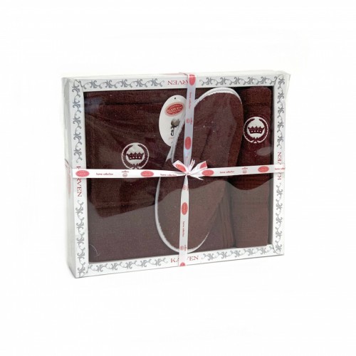 Набор для сауны KARVEN мужской махра (75*150/50*90+тапки) B355(V-3)-6 bordo/бордовый