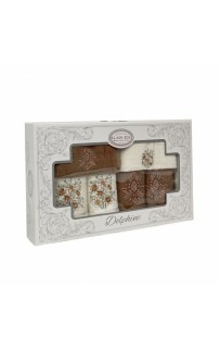 Набор полотенец в коробке Карвен "HENNA" махра 30*50(2)/ 50*90(2)/70*140(2) HS1718 коричневый