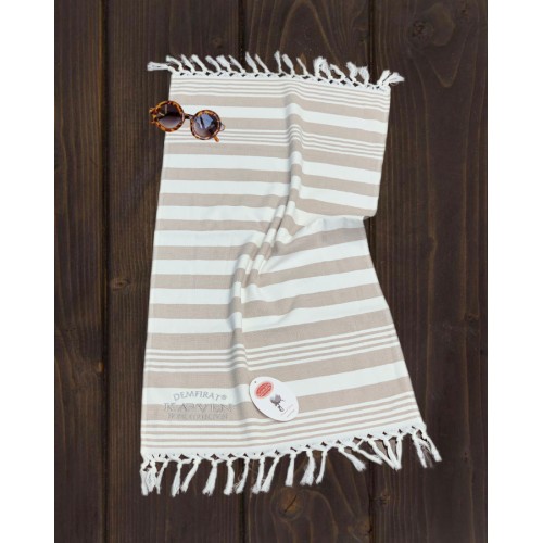 Полотенце Карвен 100*150 1шт. с бахрамой пештемаль махра Н 3277 v1 бежевый