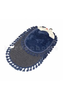 Набор ковриков для ванной Карвен POST DOKUMA OVAL SACAKLI/мех с бахрамой 50*60-60*100 KV 413 indigo/индиго