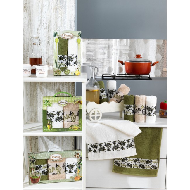 Полотенце кухонное KARVEN "OLIVE"  махра 30*50 2 шт. НМ 568