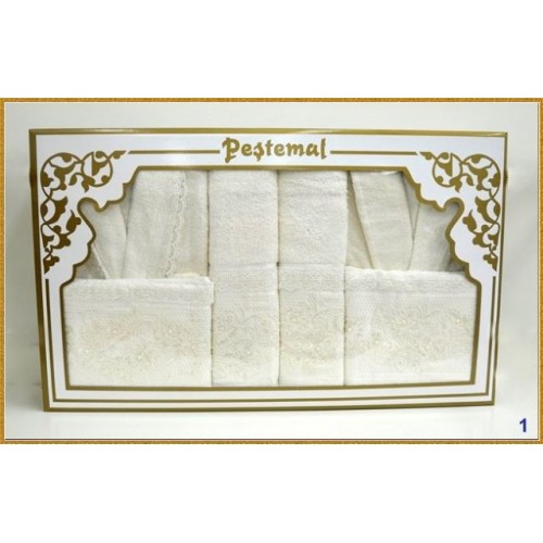 Халат "Pestemal" 2 шт.муж./жен. c полотенцами 50*90(2)/70*140(2)/L В 319 (Акция)