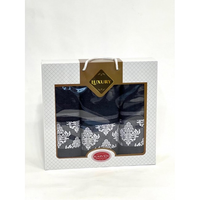 Набор полотенец Карвен "Y DAMASK" махра 50*90(2)/70*140 HS 1702 v5 индиго