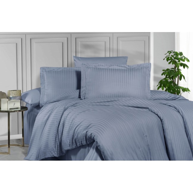 Постельное белье "Карвен" Stripe Satin семейное N 164-SS 014 indigo/индиго