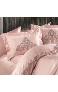 Постельное белье Zebra casa сатин с вышивкой евро N169 MARASH pudra