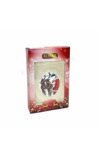 Полотенце Rebeka" Новый год" махра 50*90 1шт HS 1710 v4 bej/бежевый