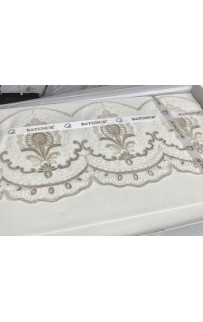 Постельное белье BATUNUR "NILSU" люкс акфил с кружевом евро N279 krem/крем