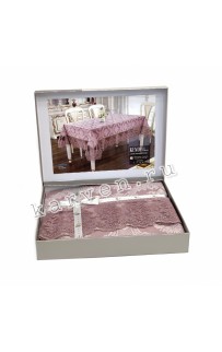 Скатерть Карвен "KENDY" 160*220 с гипюром М 784 gulkurusu/сухая роза