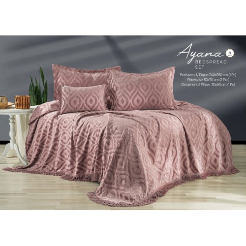 Комплект EVLEN "AYANA SACAKLI"пике (покрывало+наволочки.) евро 4 предмета Y 916 lila/лиловый (Акция)